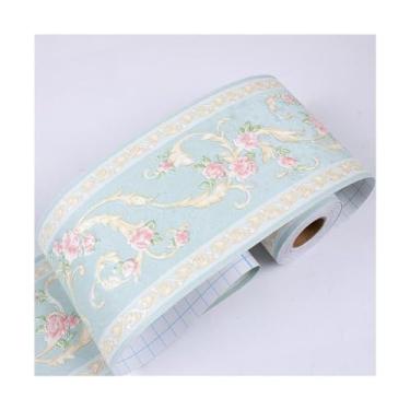 Imagem de TsoLay 500 cm/197 pol. Borda de papel de parede impermeável autoadesivo decoração de parede moldura floral adesivos de borda de papel de parede para decoração de casa