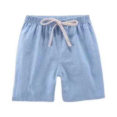Imagem de Shorts De Verão De Linho E Algodão Para Meninos E Meninas, Calças Resp