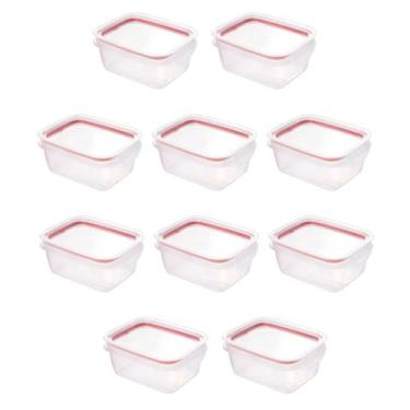 Imagem de "Kit 10 Potes Herméticos Plastil 550ml com 2 Travas de Segurança Potes para Marmitas Marmita Fitnes Molhos Porta Frios e Petiscos Vasilha Hermética com Anel de Vedação Material BPA Free"