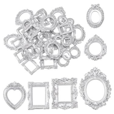 Imagem de HOBBIESAY Moldura de mesa pequena de resina com 6 estilos, 36 peças, para exibição de joias, porta-retratos vintage, moldura de parede pequena, prata para decoração de Natal, faça você mesmo, festas