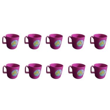 Imagem de Kit C/ 10 Caneca Plástico Escolar Merenda - delverano, rosa