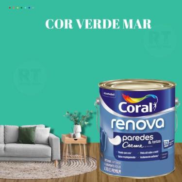 Imagem de Tinta Parede Verde Acrílica Fosca Coral Renova 3,2L, VERDE MAR
