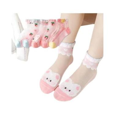 Imagem de Meias Curtas De Algodão Respirável Para Meninas, 5 Pares, Verão, Renda