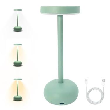 Imagem de Abajur Sem Fio Recarregável, Luminária de Mesa LED com Dimmer e Bateria 1800mAh - Iluminação Ambiente para Quarto, Bar, Restaurante e Exterior (verde)