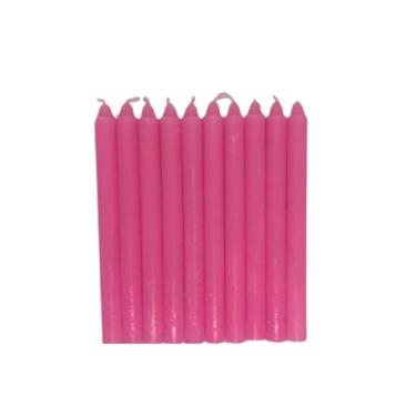Imagem de Velas Palito 16cm, Kit com 36 Unidades, Brancas e Coloridas, Parafina Pura (Rosa)
