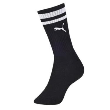 Imagem de Meia Puma Cano Longo Atoalhada Listrada Masculina 39/43, Preto, 39-43