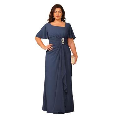 Imagem de Vestido Mother of The Bride Vintys Chiffon azul marinho tamanho 22W