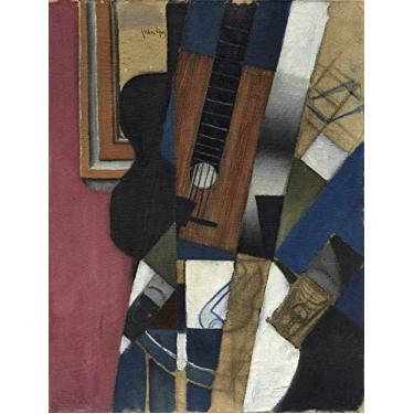 Imagem de A Guitarra e o Cachimbo (1913) de Juan Gris - 50x65 - Tela Canvas Para Quadro
