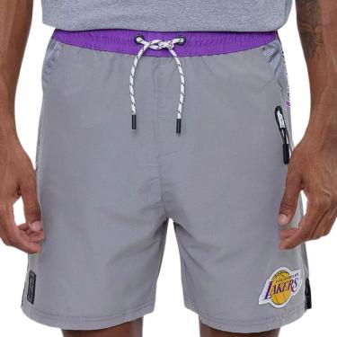 Imagem de Short Lakers NBA autêntico Los Angeles Cinza e Roxo Lançamento