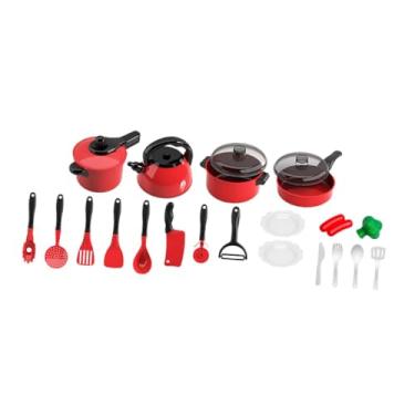 Imagem de menolana Conjunto de acessórios de cozinha para crianças, conjunto de brinquedos de cozinha para aprendizagem precoce com potes e panelas, de comida para, 22 Peças