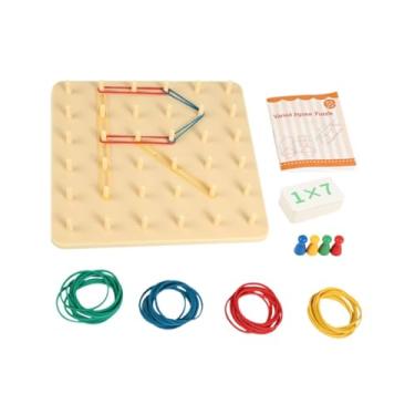 Imagem de simhoa Conjunto de tabuleiro de madeira com geoboard, jogo de matemática para pré-escola para crianças, brinquedo de desenvolvimento 2 em 1, brinquedo