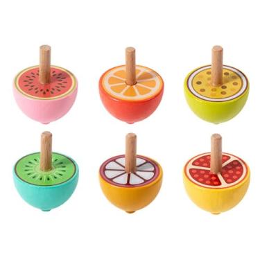 Imagem de Almencla 6 peças de brinquedos giroscópios de madeira brinquedos educativos para jardim de infância lembrancinhas para meninas meninos, Fruta