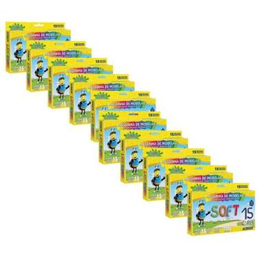 Imagem de Kit 10 Massinhas de Modelar Soft Acrilex 15 Cores Infantil Escolar