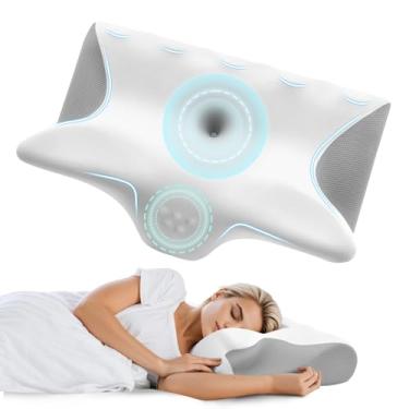 Imagem de Travesseiros de espuma para cama com memória – Travesseiro de suporte de pescoço para alívio da dor, travesseiro cervical ergonômico para dormir, travesseiro de cama de contorno ortopédico para o lado