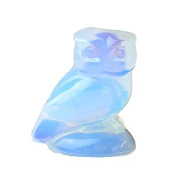 Imagem de WUYOUSHI Estatueta de coruja de cristal opala esculpida à mão estátua de pedra da sorte para cura, decoração de escritório em casa, presente espiritual para mulheres e homens