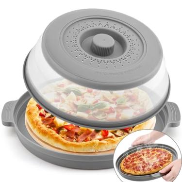 Imagem de Capa contra respingos de micro-ondas e placa antiqueimaduras, capa de micro-ondas dobrável de plástico e silicone para alimentos com ventilação, capa protetora de pratos de cozinha para preparação de