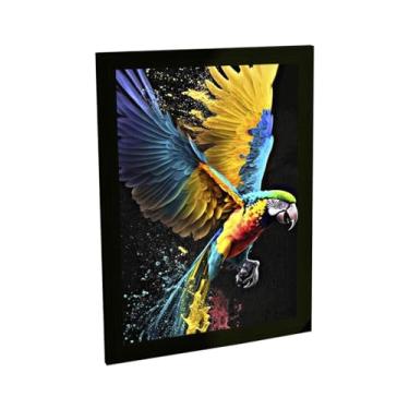 Imagem de Quadro Decorativo Arara Ilustração Voo Realista Decoração Poster Quarto Sala