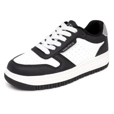 Imagem de Nautica Tênis de cano baixo para meninos, tênis de basquete para crianças, tênis de corrida escolar ao ar livre - Tamanhos para crianças grandes/crianças pequenas, Preto, prata - ivan, 17