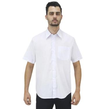 Imagem de Camisa social masculina manga curta - Demorgan Uniformes, Branco, M