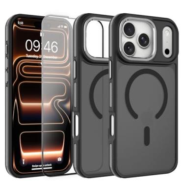 Imagem de AIGOMARA Capa magnética para iPhone 17 Pro, [compatível com Magsafe] [proteção de nível militar] Capa protetora fina à prova de choque translúcida fosca para iPhone 17 Pro de 6,3 polegadas, preta