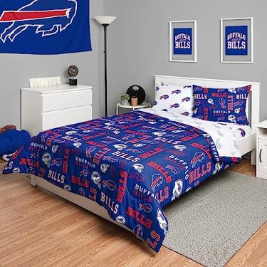 Imagem de FOCO Conjunto de cama Buffalo Bills pacote com 5 (edredom, topo, lençol de cima e 2 fronhas) – completo