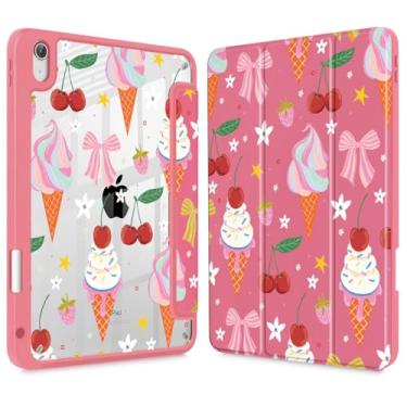 Imagem de Lepeoac Capa para iPad de 11 polegadas A16 2025 geração 11ª / iPad 11 polegadas 2022 10ª geração, suporte para lápis embutido com capa à prova de choque, capa traseira transparente transparente