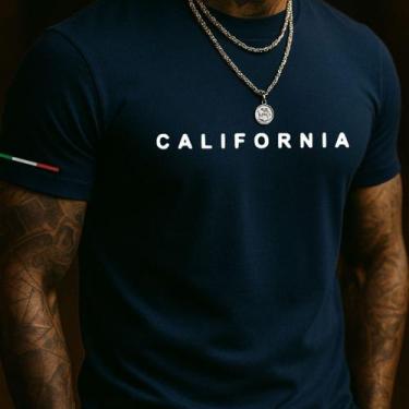 Imagem de Camiseta Masculina California Preta Manga Curta Gola Redonda Estampada