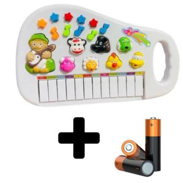 Imagem de Brinquedo Teclado Piano Animal Musical Criança Fazenda Vaquinha Sons A