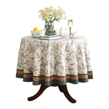 Imagem de Mantel redondo vintage de lino Patdrea de 140 cm