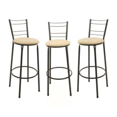 Imagem de Kit 3 Banquetas Banco Alto Balcão Cozinha Área Gourmet 4 Arames - ESPA