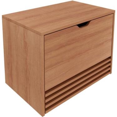 Imagem de Gabinete de Banheiro 60 cm 1 Porta 1 Gaveta Sâmia Amêndoa - Tecnomobil