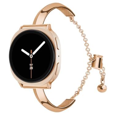 Imagem de HAYONLIY Pulseira de metal compatível com Samsung Galaxy Watch 8 de 40 mm e 44 mm/Galaxy Watch 8 Classic de 46 mm, pulseira elegante feminina fina e ajustável (sem capa)