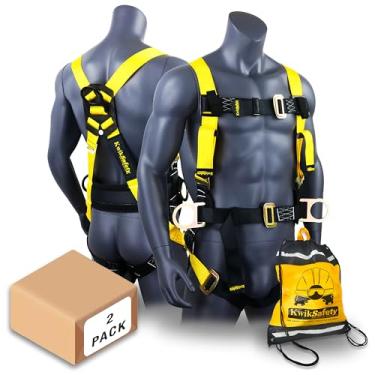 Imagem de KwikSafety HURRICANE FAMILY OSHA ANSI Arnês de proteção total contra quedas com suporte traseiro | Equipamento de proteção pessoal | Anéis laterais em D Dorsal, KS6603-YEL-2PACK, Harness w/ Back Support (x2), 2 Pack (SAVE $5)