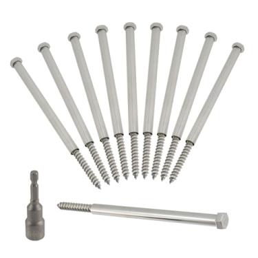 Imagem de Wealrit Parafusos de calha com mangas de metal (10 peças), pregos e pontas de calha resistentes à ferrugem de 18,5 cm, kit de reparo de telhado com ferramenta hexagonal para peças seguras de calha e