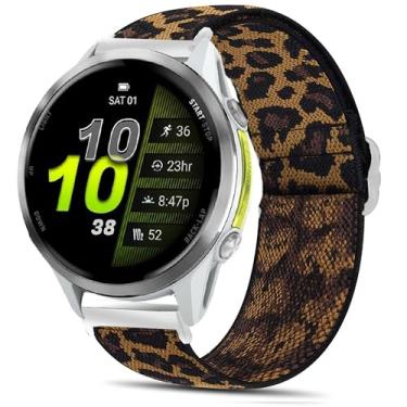 Imagem de Compatível com pulseiras Garmin Forerunner 970, pulseira de reposição ajustável de nylon elástico de liberação rápida, acessórios para homens e mulheres, compatível com Garmin Forerunner 970 (leopardo