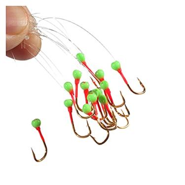 Imagem de Ganchos de pesca 5 pares de ganchos de barra branca grupo sete estrelas gancho de pesca branco dourado claro gancho 7 ganchos com gaiola de pesca anzóis (cor: Rojo, tamanho: 1,5#)