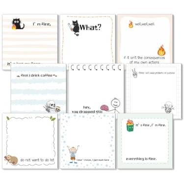 Imagem de ZCPTZ 9 Pads Funny Notepads 3" x 3" Self-adhesive Note Pads Fun Memo for Work Office School Home - Reusable Colorful Sticky Notes