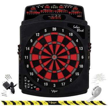 Imagem de Jogo De Dardos Eletrônico Solar Blast, Tamanho Deluxe, 55+ Jogos, Display LED, Alvo de Nylon Durável, 16 jogadores, Pontas Macias, Viper.