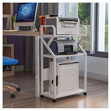 Imagem de SUNESA Suporte de impressão de 3 camadas para impressora de chão com moldura de metal prateleira de máquina de fax móvel para escritório casa copiadora scanner rack 50 × 30 × 98 cm mesa de impressora