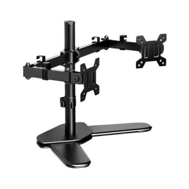 Imagem de Suporte de mesa para monitor duplo, suporte de monitor independente para 2 telas de até 27 polegadas, suporte duplo totalmente ajustável com braço de monitor VESA máximo de 100 x 100 mm suporte de