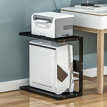 Imagem de Suporte de impressão simples rack de impressora multicamadas computador mainframe suporte de CPU sob a mesa prateleira doméstica impressora de mesa rack de armazenamento mesa de impressora (cor: E
