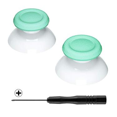 Imagem de eXtremeRate Dupla cor de reposição 3D Joystick Thumbsticks, palitos de polegar analógicos com chave de fenda Phillips para PlayStation 4 PS4 Slim Pro Controller, Mint Green & White