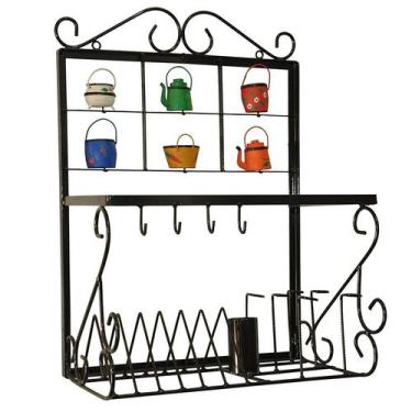 Imagem de Paneleiro de Parede Escorredor de Pratos, Copos e Talheres de Ferro - 