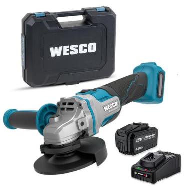 Imagem de Esmerilhadeira Lixadeira Angular Wesco Sem Fio Bateria 18v Carreg e Ma