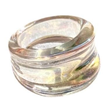 Imagem de XAM Anéis geométricos de resina chique – joia transparente neon para festa feminina e acessórios diários, 7, Metal, Sem pedra preciosa