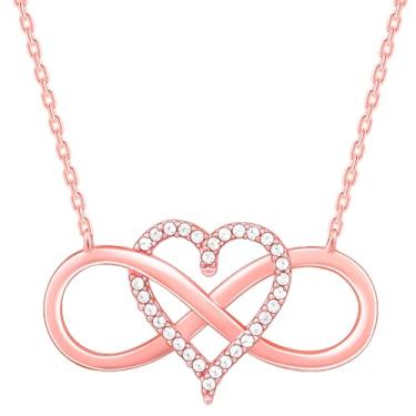 Imagem de GIVA Colar feminino de prata esterlina 925 com pingente de coração infinito com corrente de elos para presente com certificado de autenticidade e marca 925, Prata esterlina, Zircônia cúbica