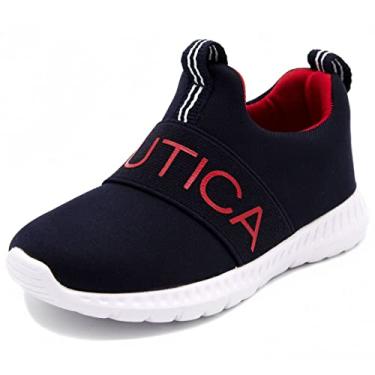 Imagem de Tênis de corrida esportivo Nautica Kids Fashion Slip-On |Menino – Menina |(Bebê/Criança pequena), Navy/Red, 5 Toddler