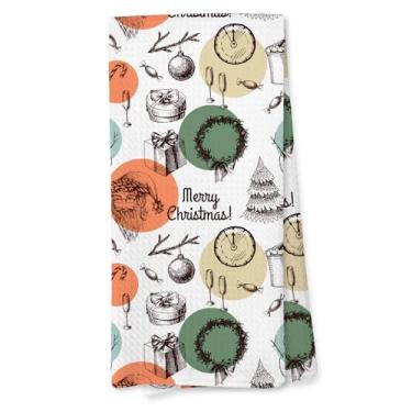 Imagem de Giosve Toalhas de cozinha vintage Merry Christmas, toalhas de mão decorativas de Natal, rústico retrô inverno boneco de neve árvore grinalda prato toalha de chá para decoração de carrinho de cozinha