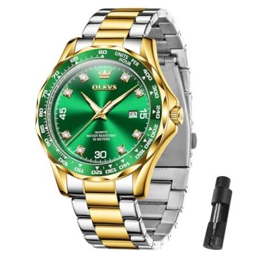 Imagem de OLEVS Relógios masculinos, pulseira de aço inoxidável, relógios analógicos de quartzo masculinos, relógios masculinos à prova d'água, relógios casuais de negócios, relógios de calendário, relógio