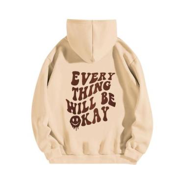 Imagem de Moletom SOLY HUX feminino com capuz estampado de grandes dimensões cáq